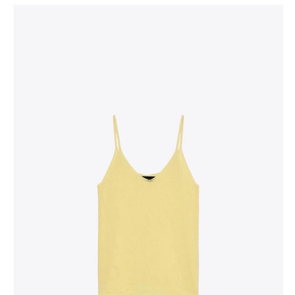 Zara Pale Yellow V-Neck Spaghetti Strap Tank